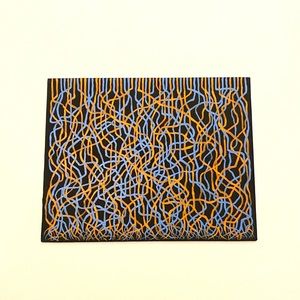 Orange and Blue Mycelium Network Painting - Black Background - Original Art